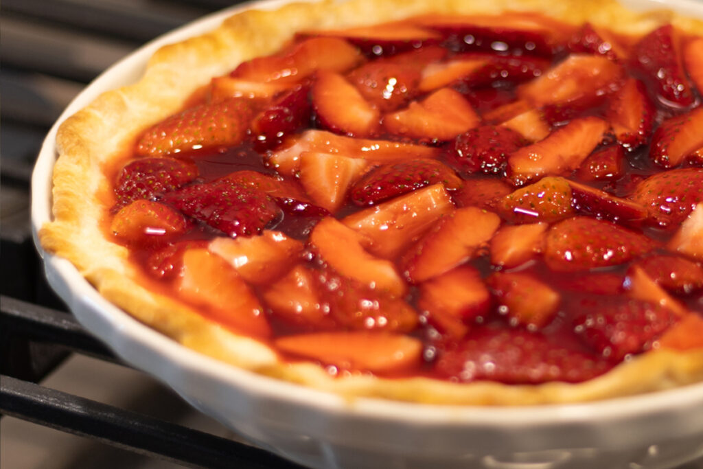 strawberry pie closeup
